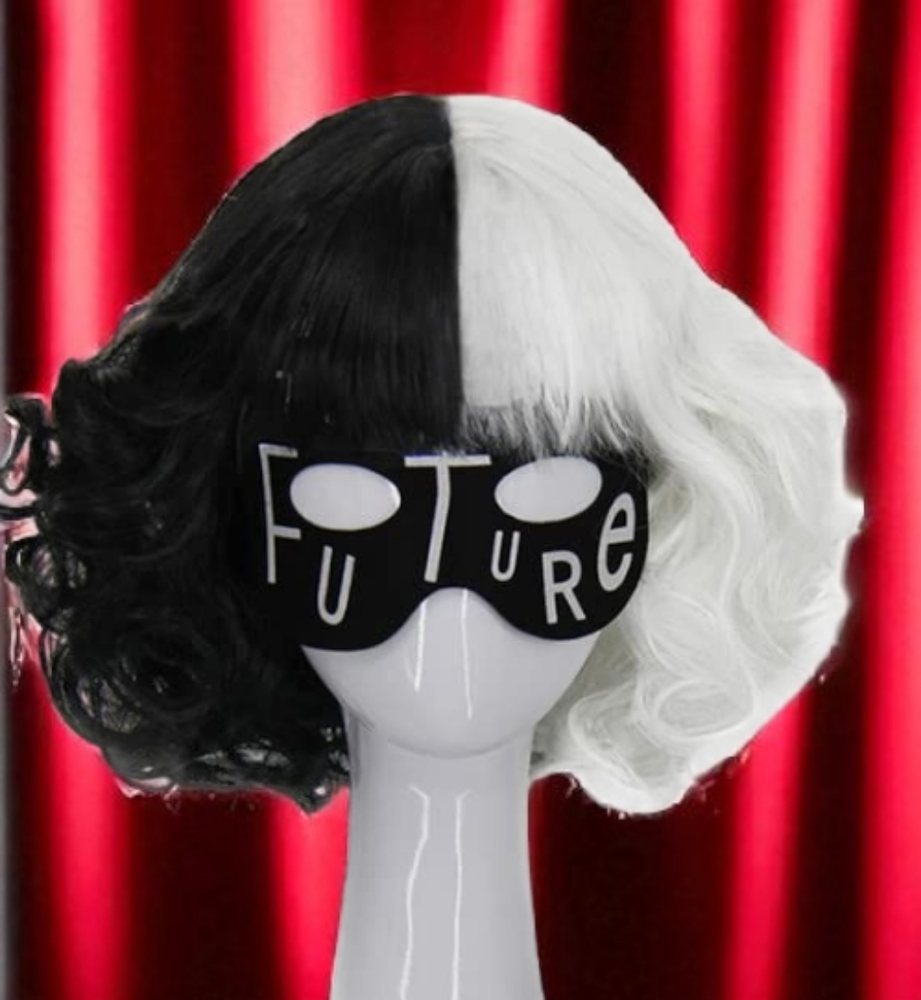 Half Black Half White Short Curly Wig - Two-Tone Split Color